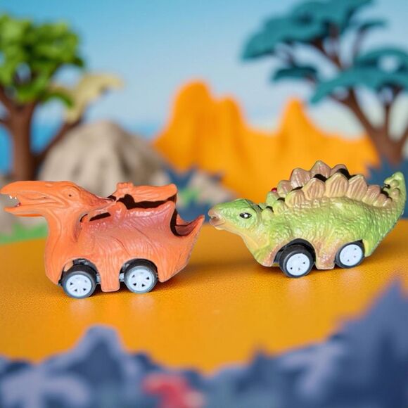 Dinobros Dinosaur Go-Kart Pull Back Plastic Toy Car Rubber Tires Lot Of 7 B18 - Picture 2 of 5